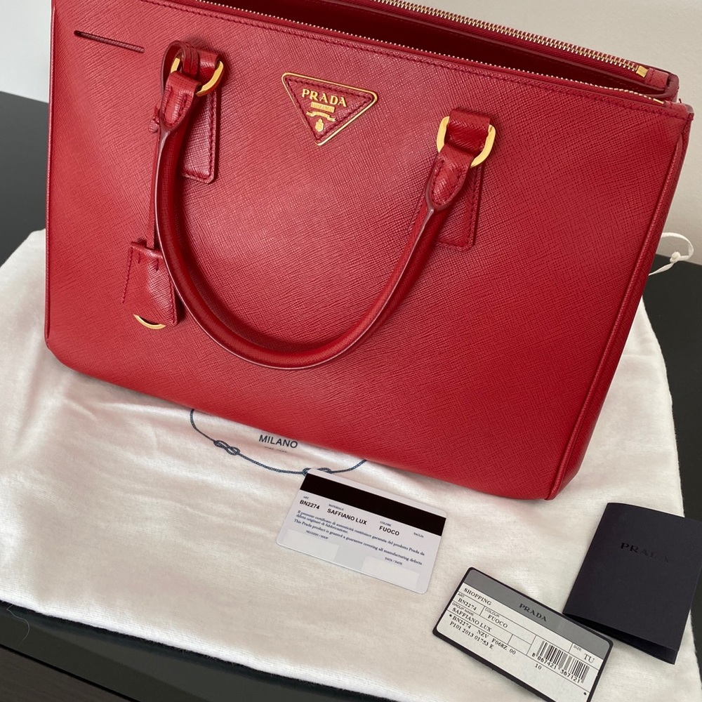 Prada Saffiano Red Medium Galleria Bag